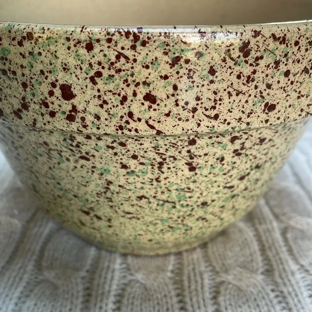 Vtg Roseville Pottery Splatter Mixing Bowl Ohio Retro Country Kitchen Baking
